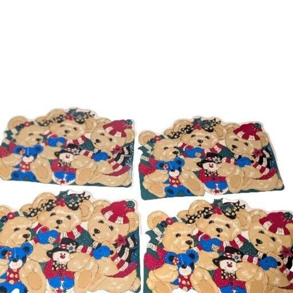 Vtg. Set of 8  B & C Vinyl Placemats Christmas Themed Bears - Picture 4 of 16